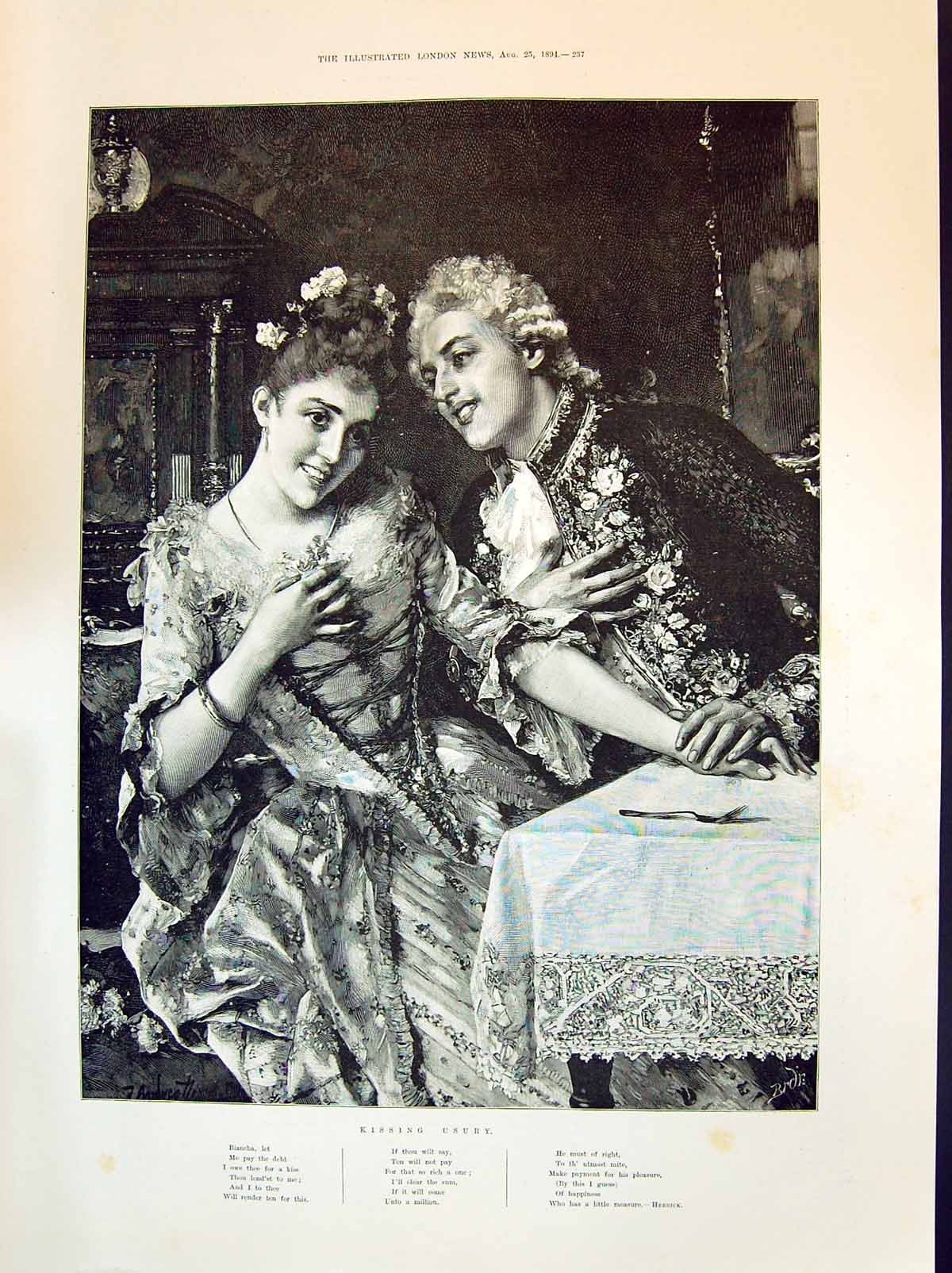 Old 1894 Kissing Usury Lady Man Romance South-African Goat Breeder Pr Victorian