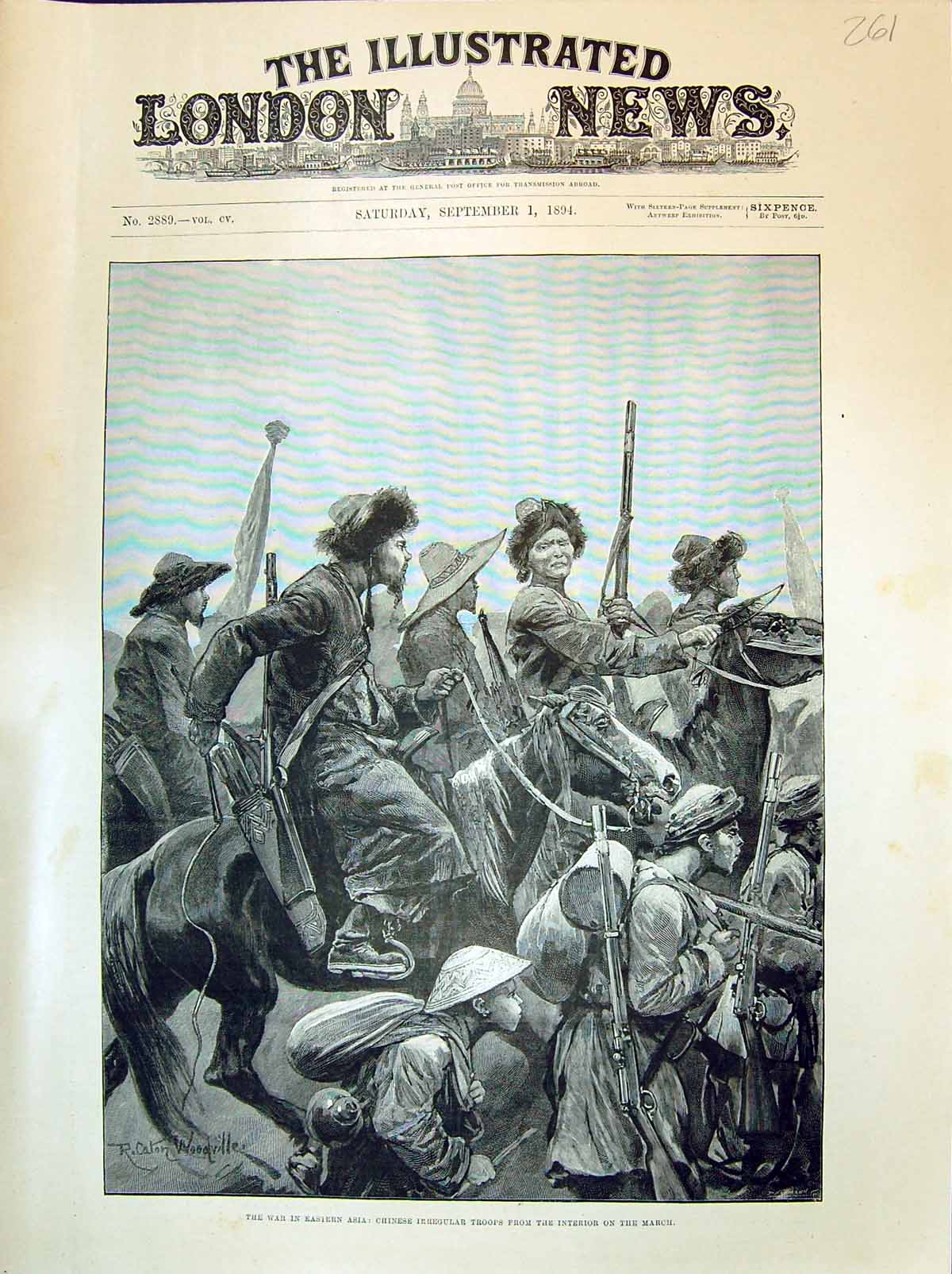 Antique Print 1894 War Eastern Asia Chinese Irregular Troops Siers Marching 19th