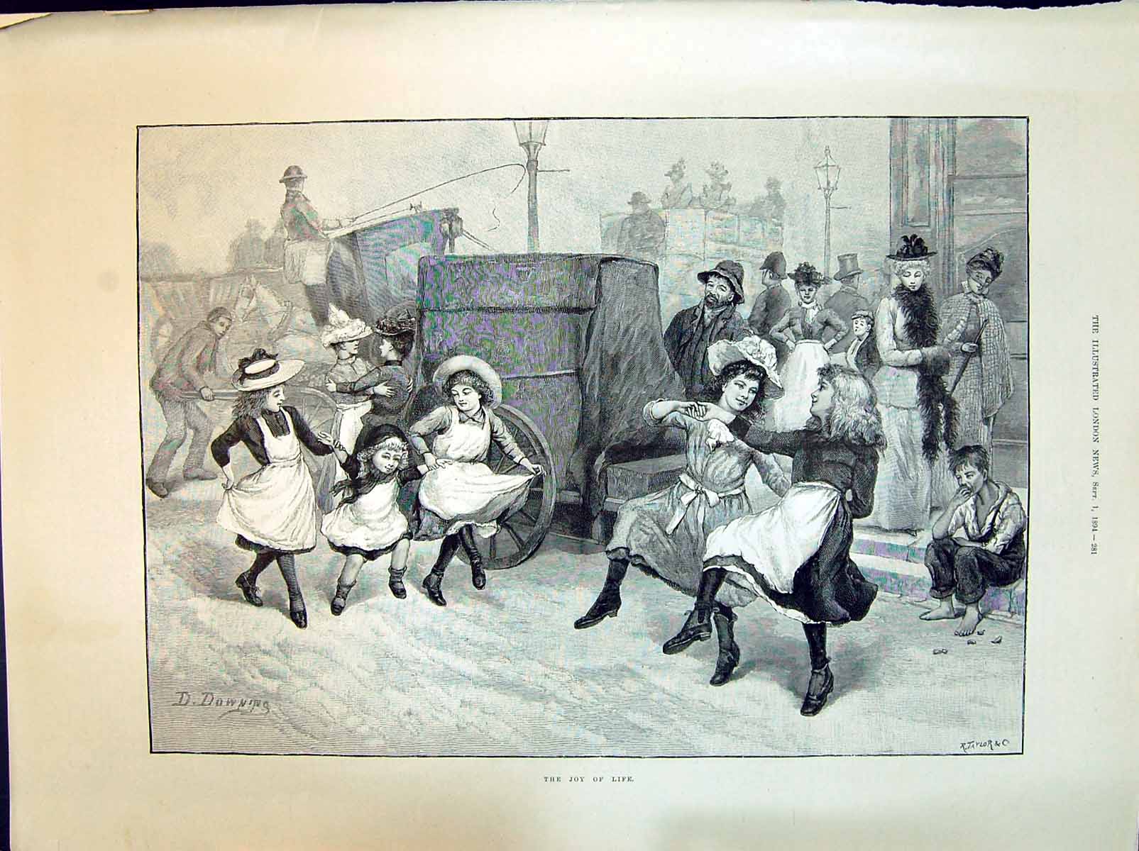 Old 1894 Joy Life Children Playing Street Scene Entrance Kalgan Great Victorian