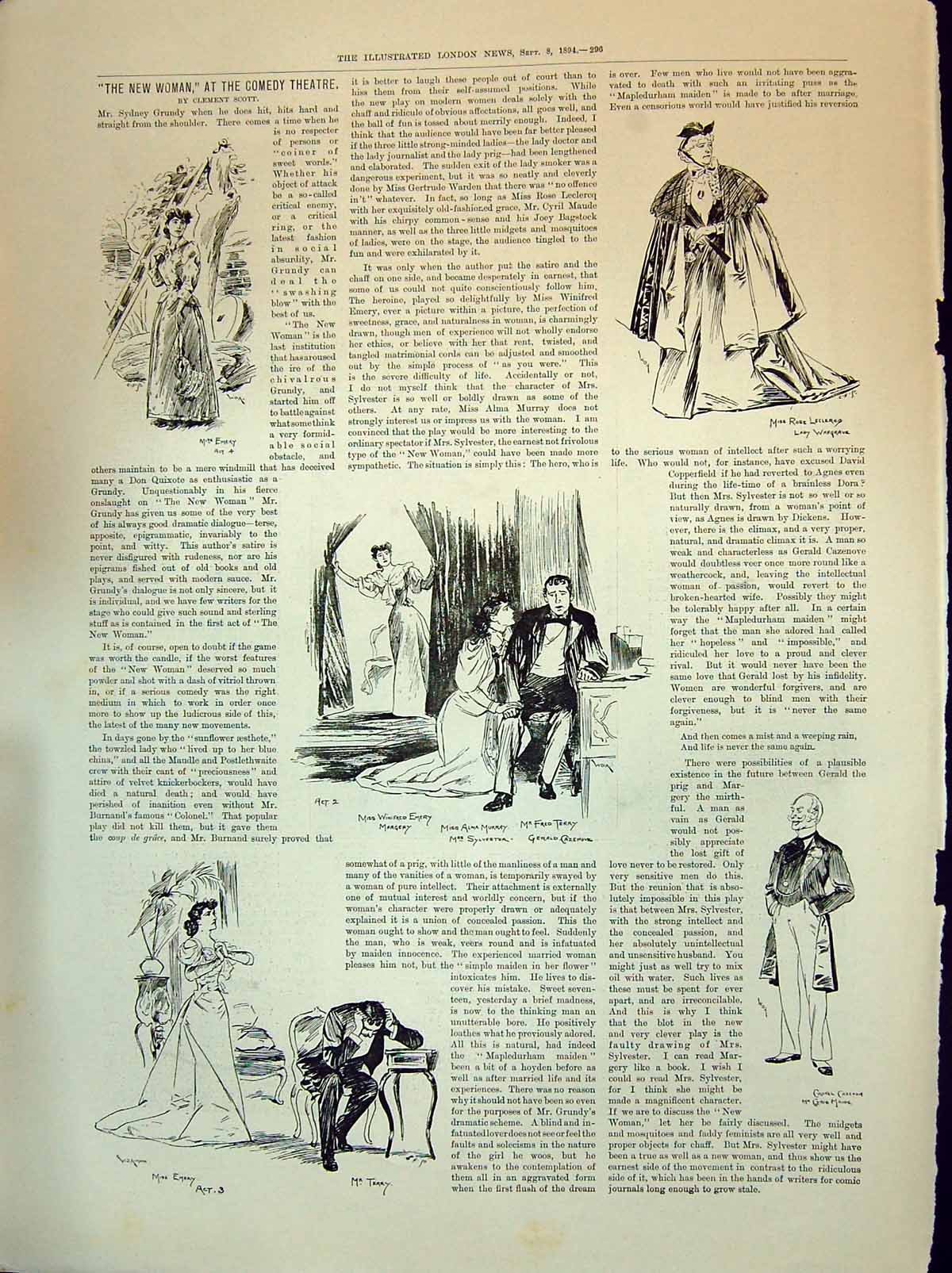 Old 1894 Woman Comedy Theatre Terry Murray Emery Major-General John C Victorian