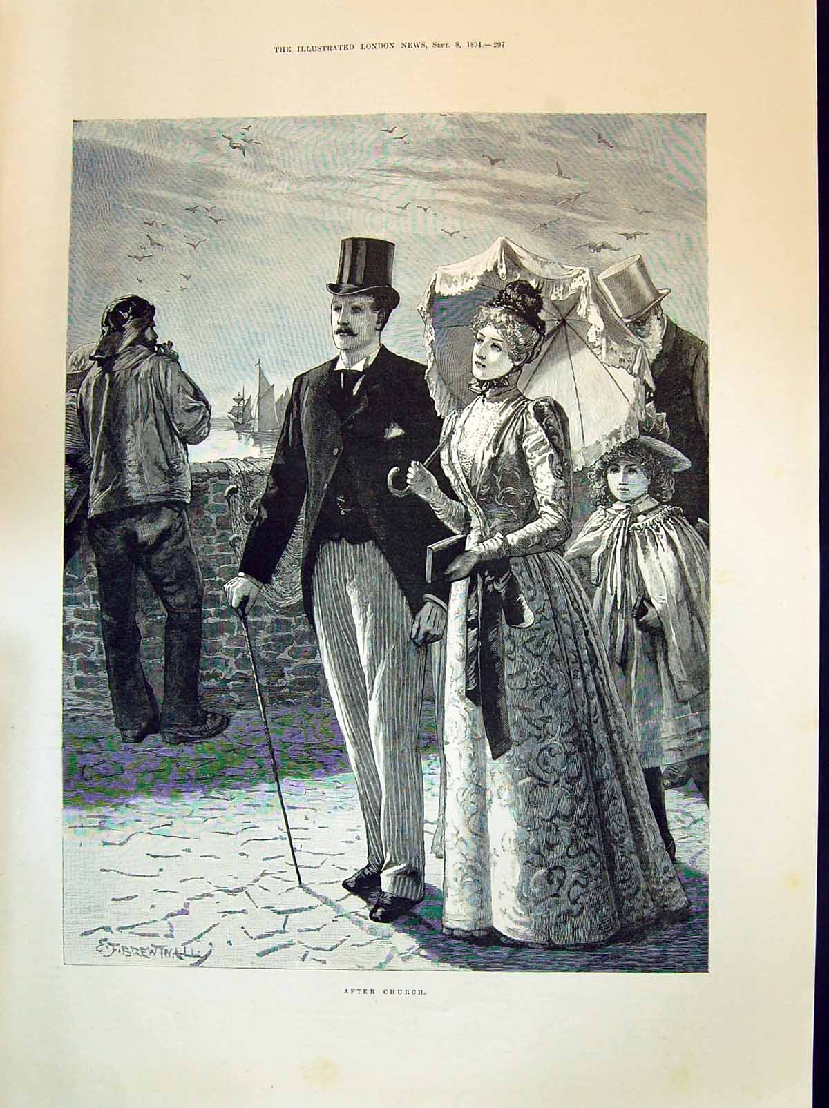 Old 1894 Family Sunday Church Fisherman Earl Albemarle Walter Hazell Victorian