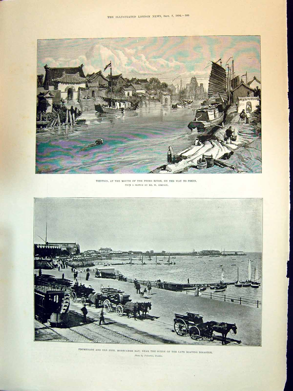 Old 1894 Tientsin Peiho River Promenade Morecambe Bay Castle Bromwich Bir 19th