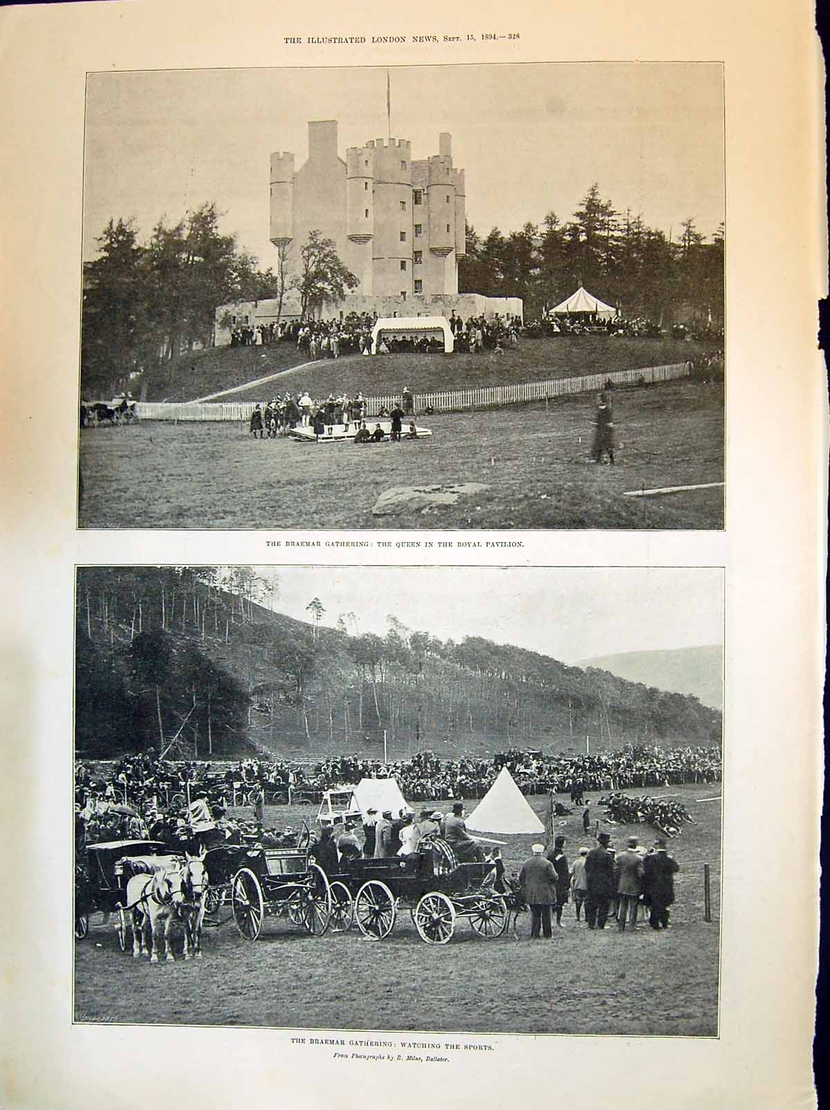 Old 1894 Braemar Gathering Queen Royal Pavilion Duke York Liverpool P Victorian
