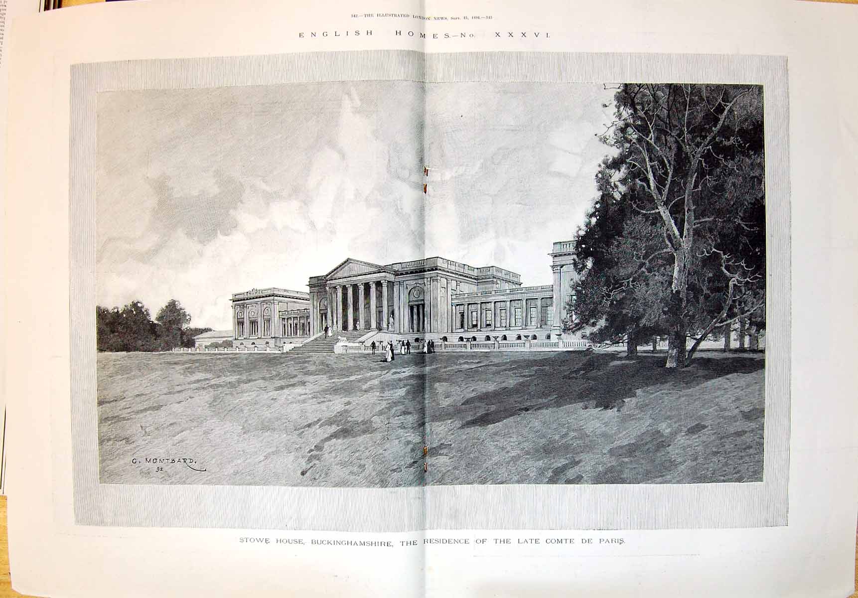 Old 1894 Stowe House Buckinghamshire Residence Comte Paris Architectu 19th