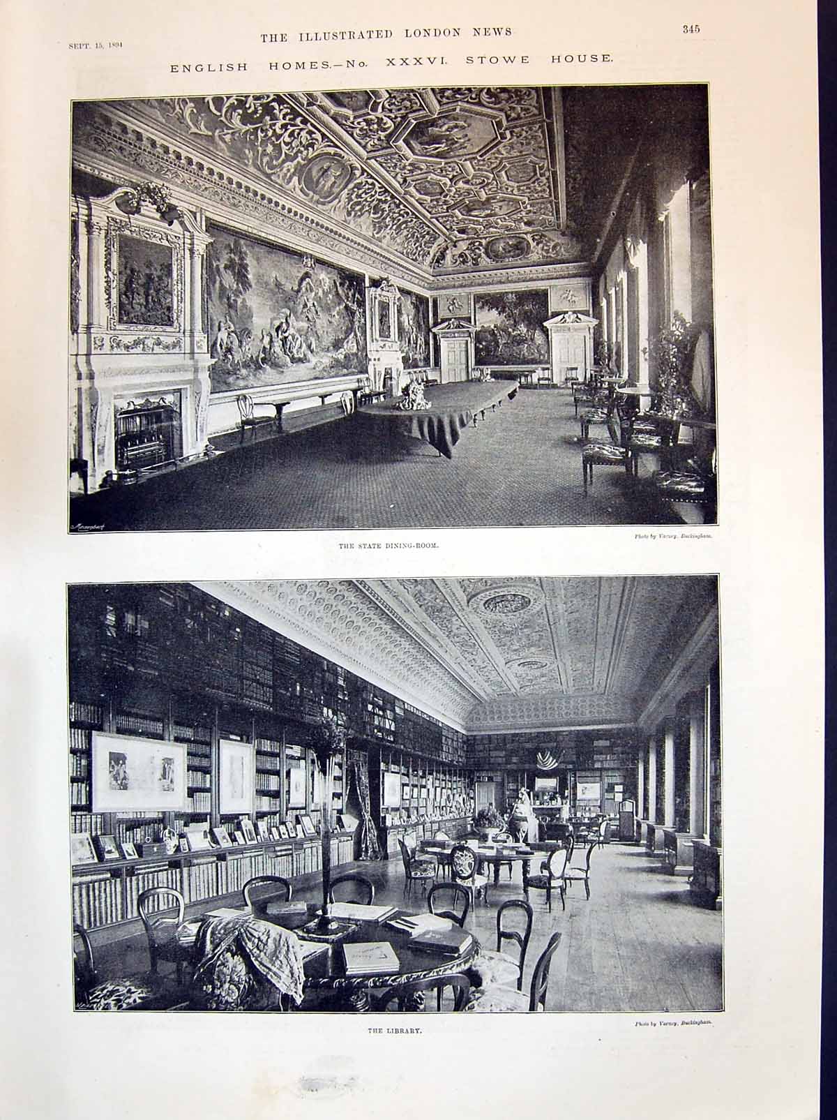 Old 1894 Stowe House England State Dining Room Library Woodnorton Har Victorian