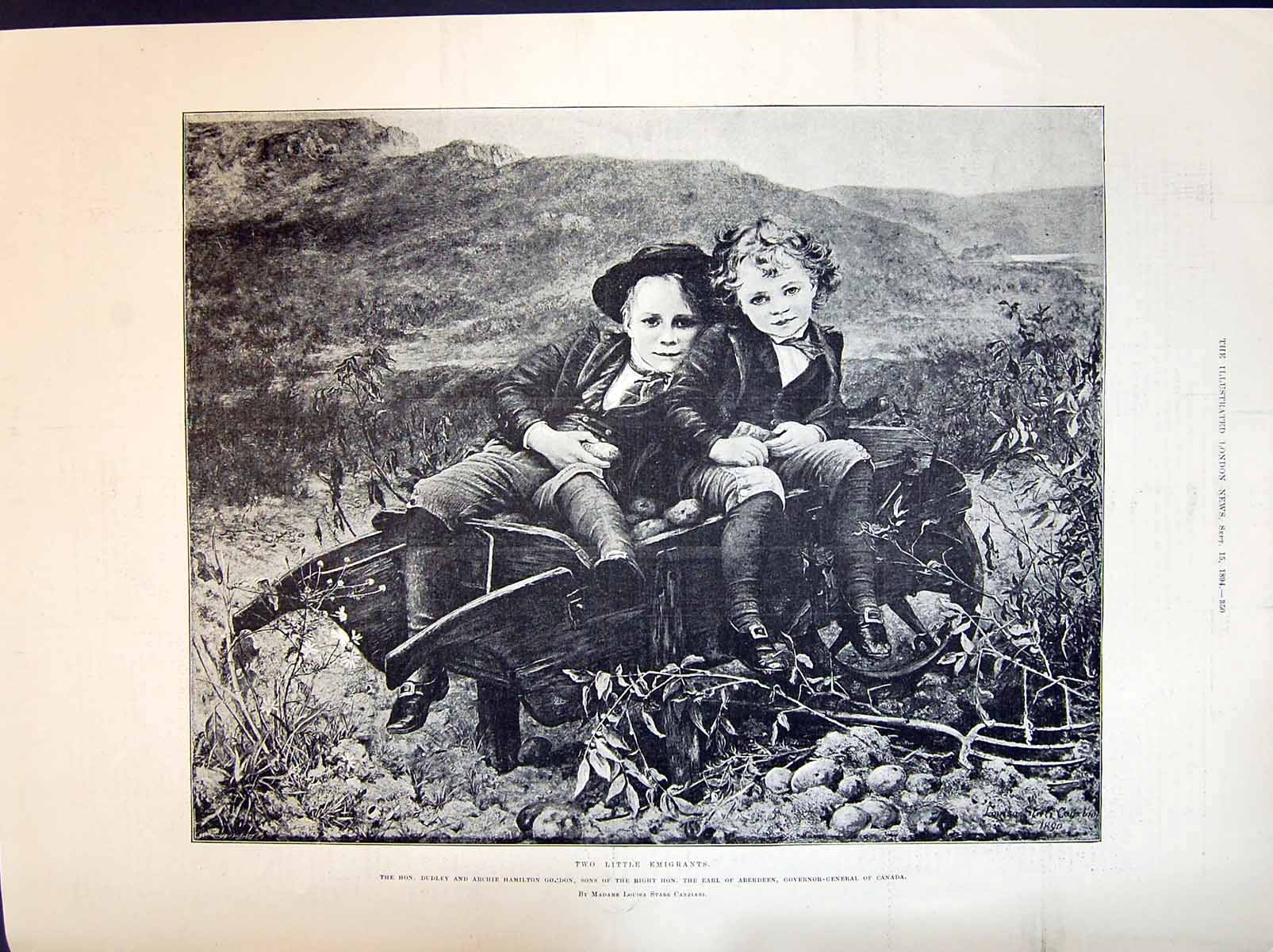 Old 1894 Little Emigrants Children Wheelbarrow Dudley Archie Hamilton Victorian