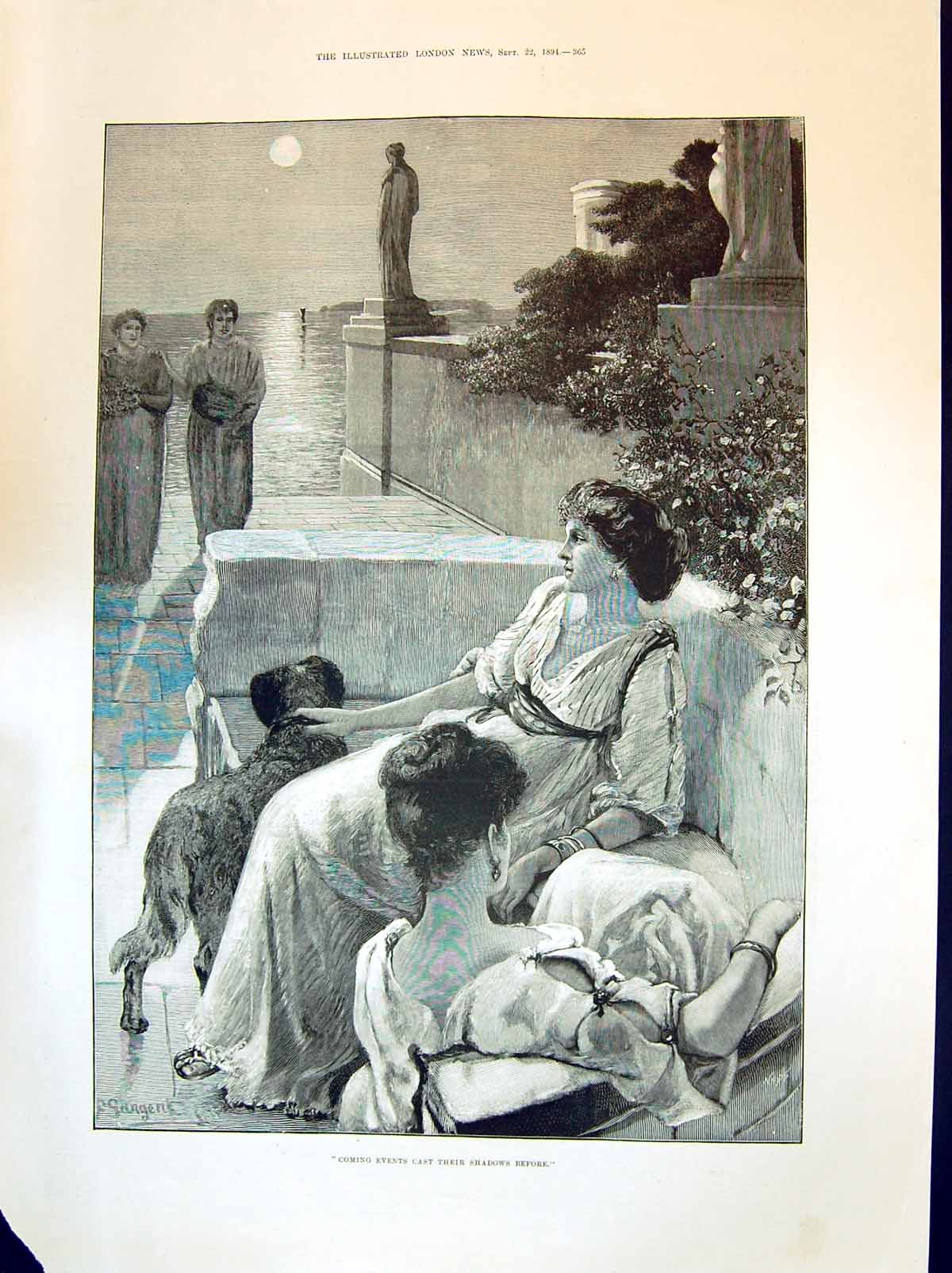 Old 1894 Bathing Ladies Moonlight Terence O'Brien John Bankes Alec Ta Victorian