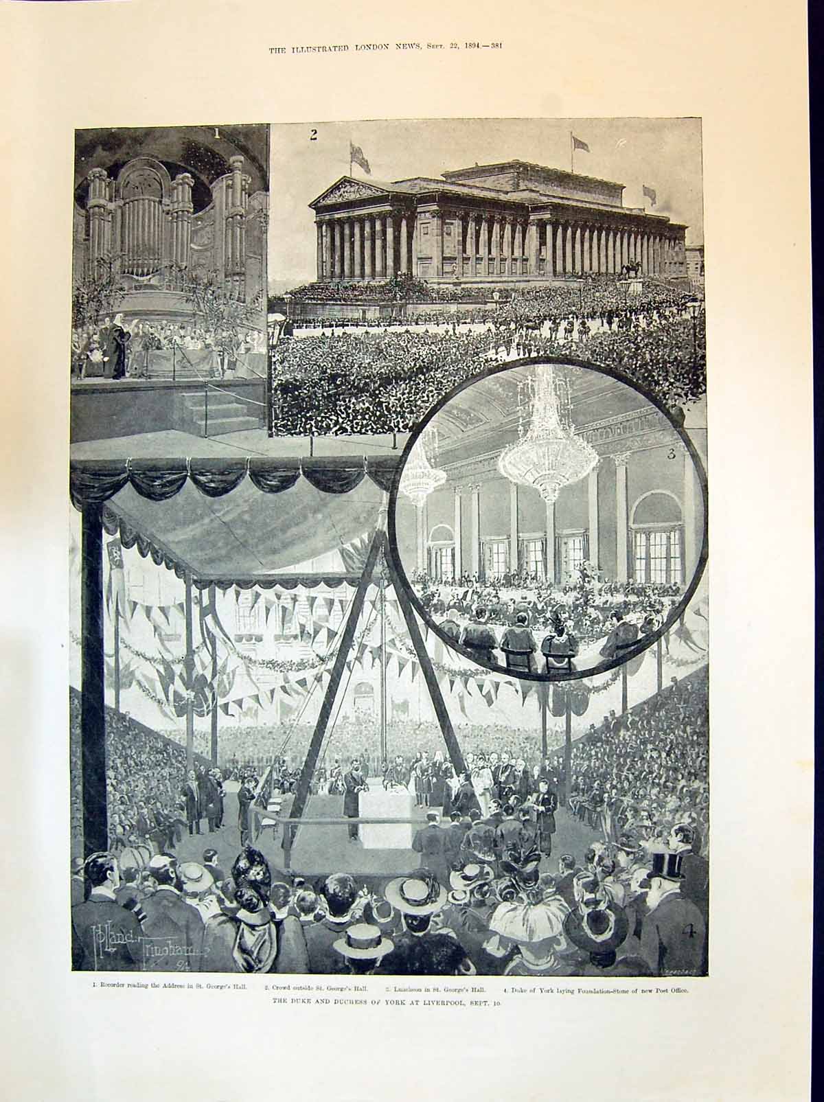 Old 1894 Duke York Liverpool George'S Hall Post Fice Little Girl Swee Victorian