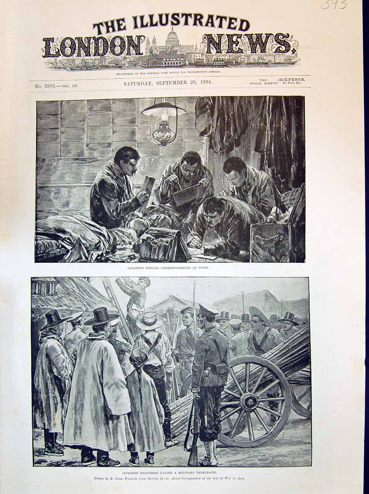 Old 1894 Japanese Engineers Military Telegraph Special Correspondents W 19th