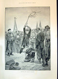 Antique Old Print 1894 Chinese Army Scene Discipline March Siers Punishment Wo