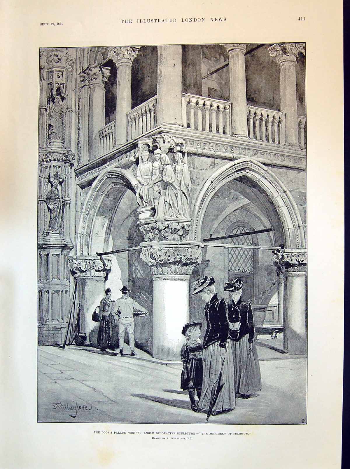 Old 1894 Doge'S Palace Venice Judgment Solomon Sport Rocky Mountains Victorian