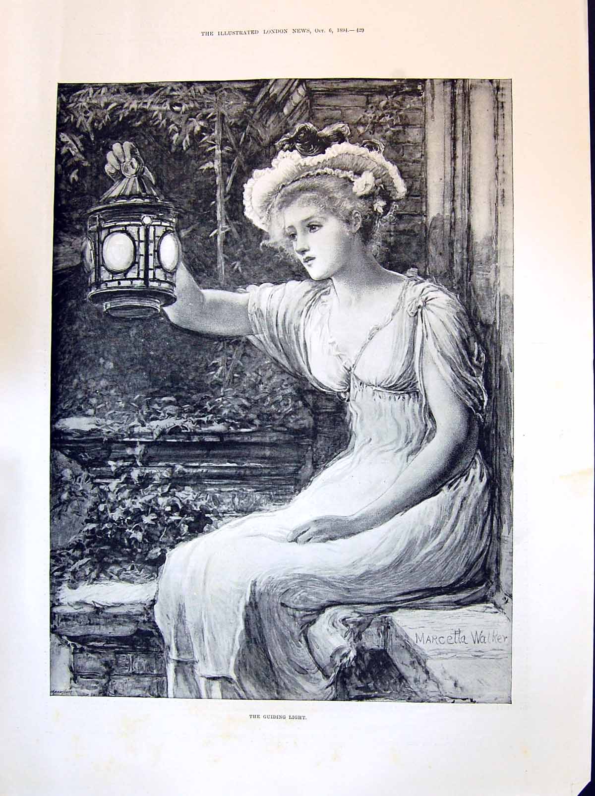 Old 1894 Guiding Light Woman Lamp Ritchie Kitchin Behring Henry Herma Victorian