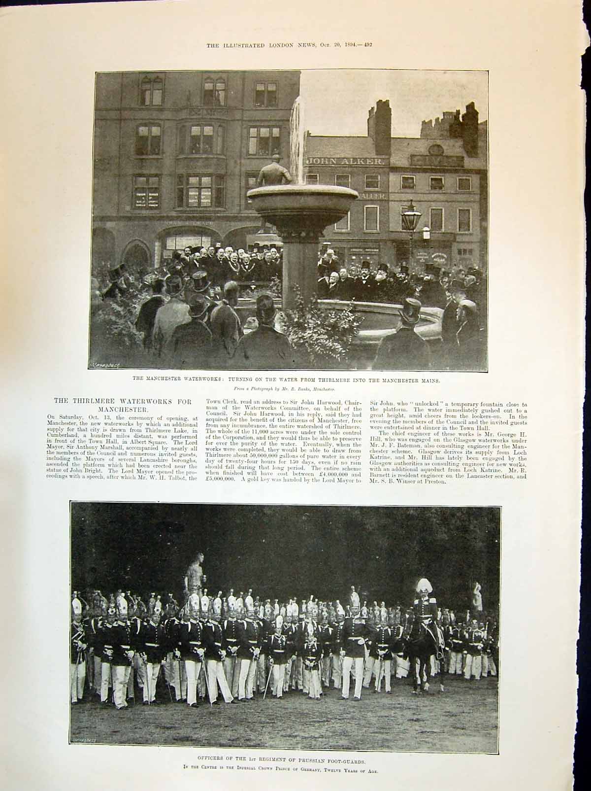 Old 1894 Manchester Waterworks Prussian Foot-Guards Russia Council Vl Victorian