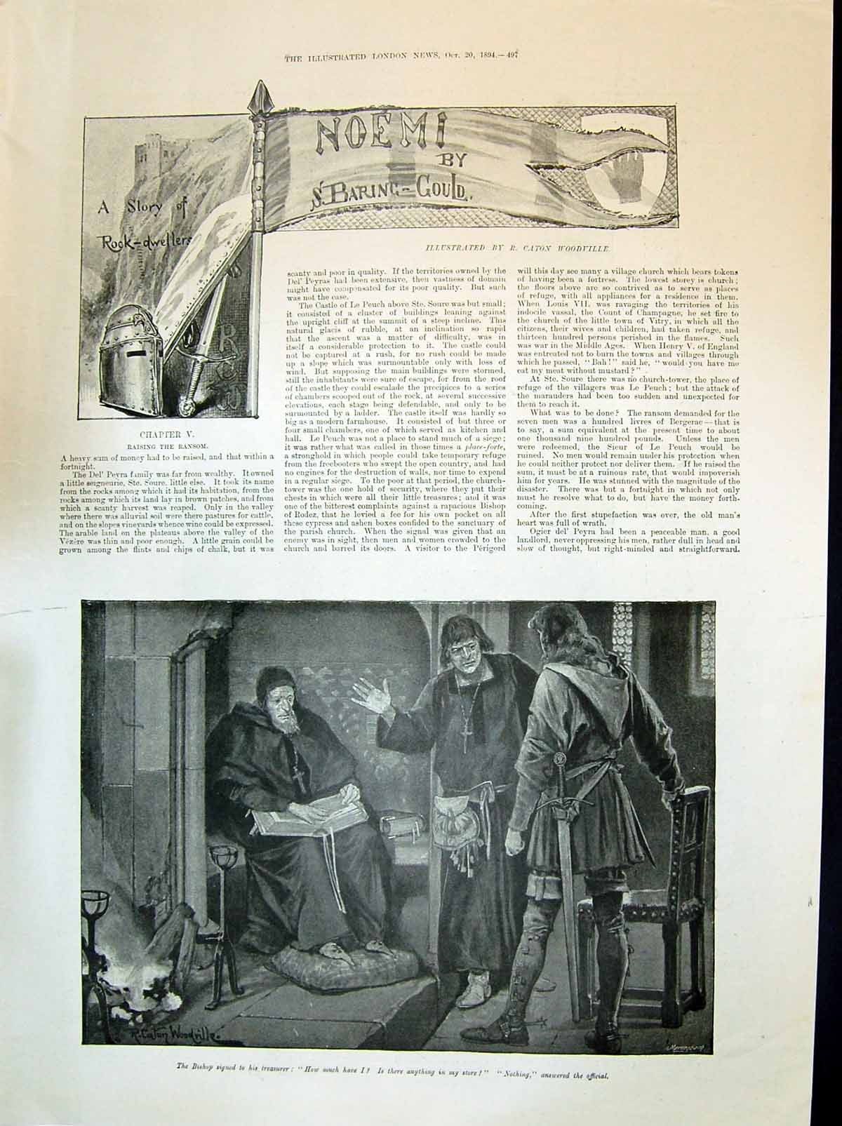 Old 1894 Story Illustration Noemi Rock Dweller Bishop Men Lady Canton Victorian