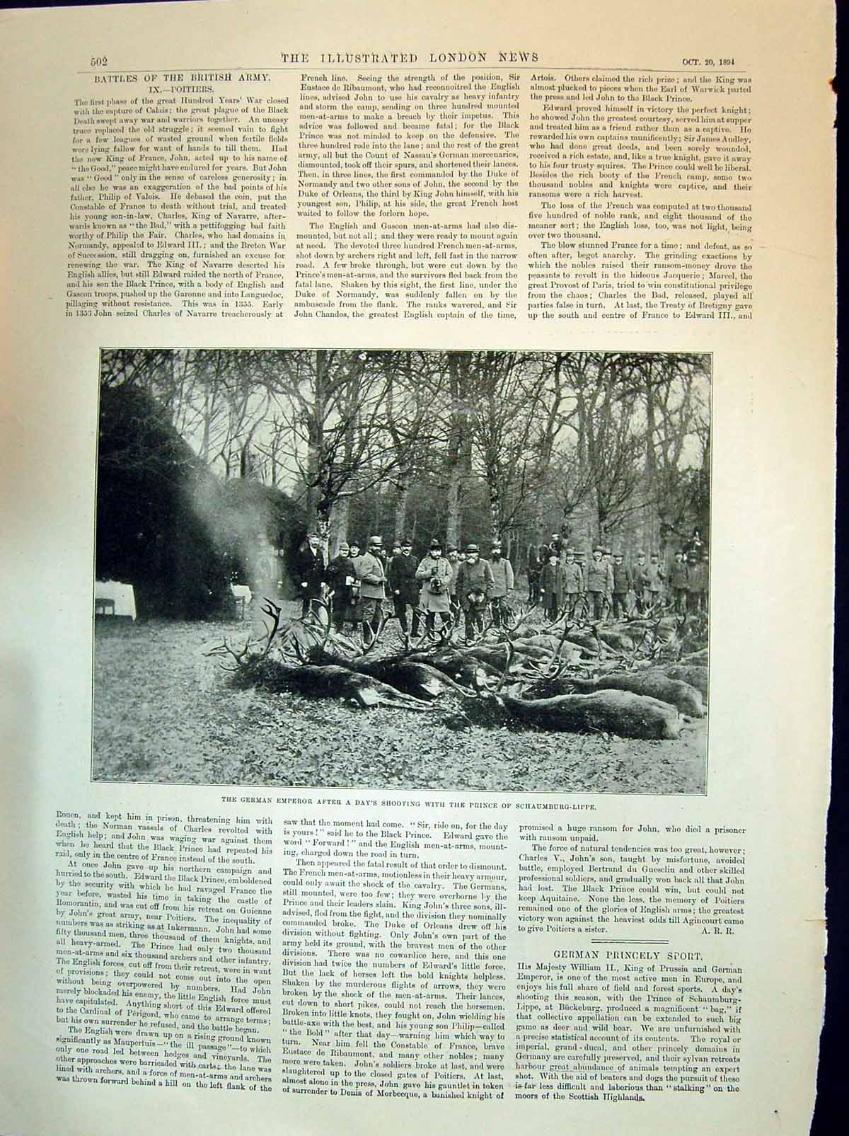 Old 1894 German Emperor Hunting Stags Deer Prince Schaumburg-Lippe St Victorian
