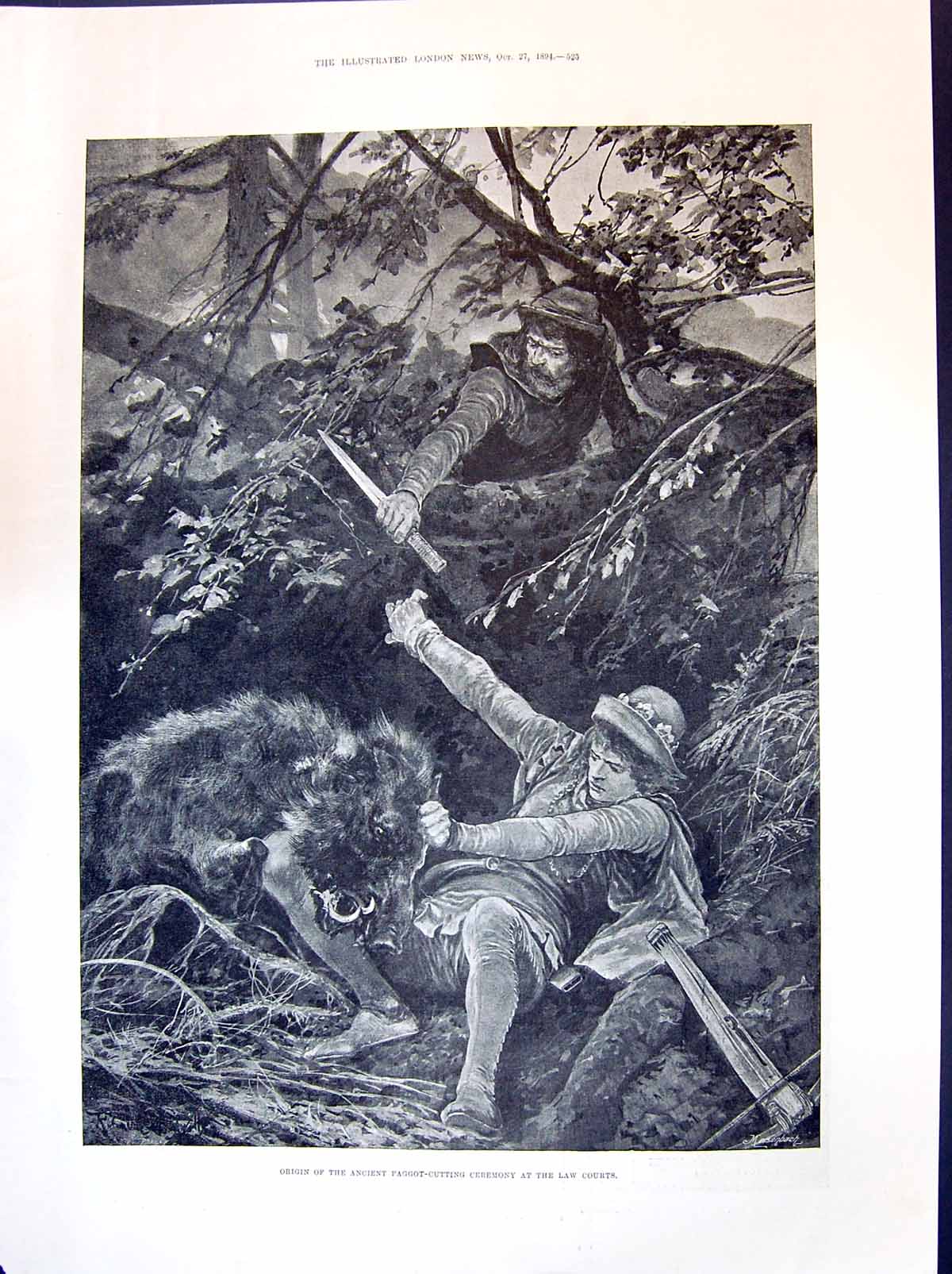 Old 1894 Origin Ancient Faggot Cutting Ceremony Bukshi Singh Lees Cuf Victorian