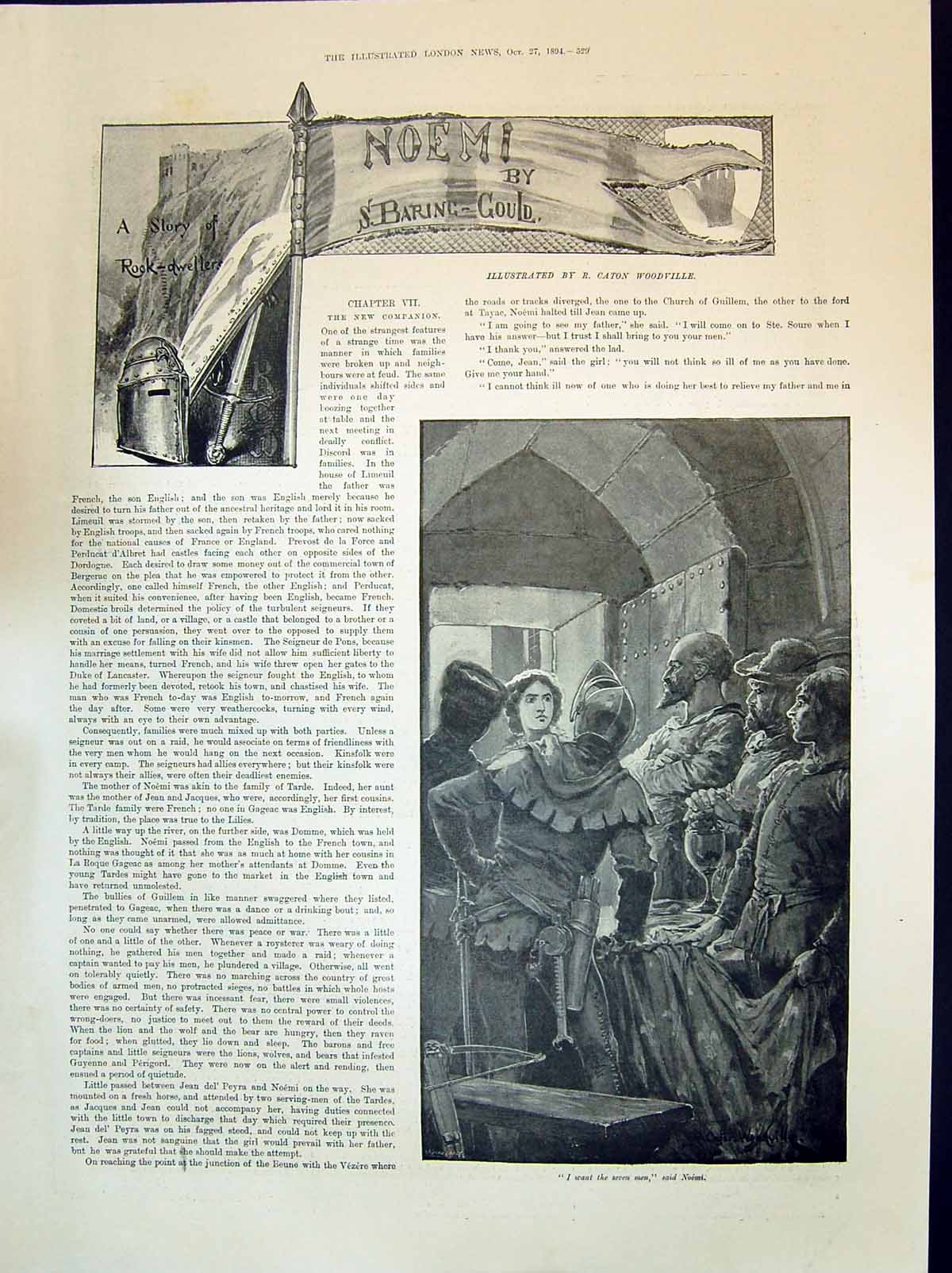 Old 1894 Story Illustration Rock Dweller Men Meeting Noemi Baring Gou Victorian