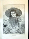 Old Antique Print 1894 Beautiful Little Girl Beach Seaside Scene Gervex 19th
