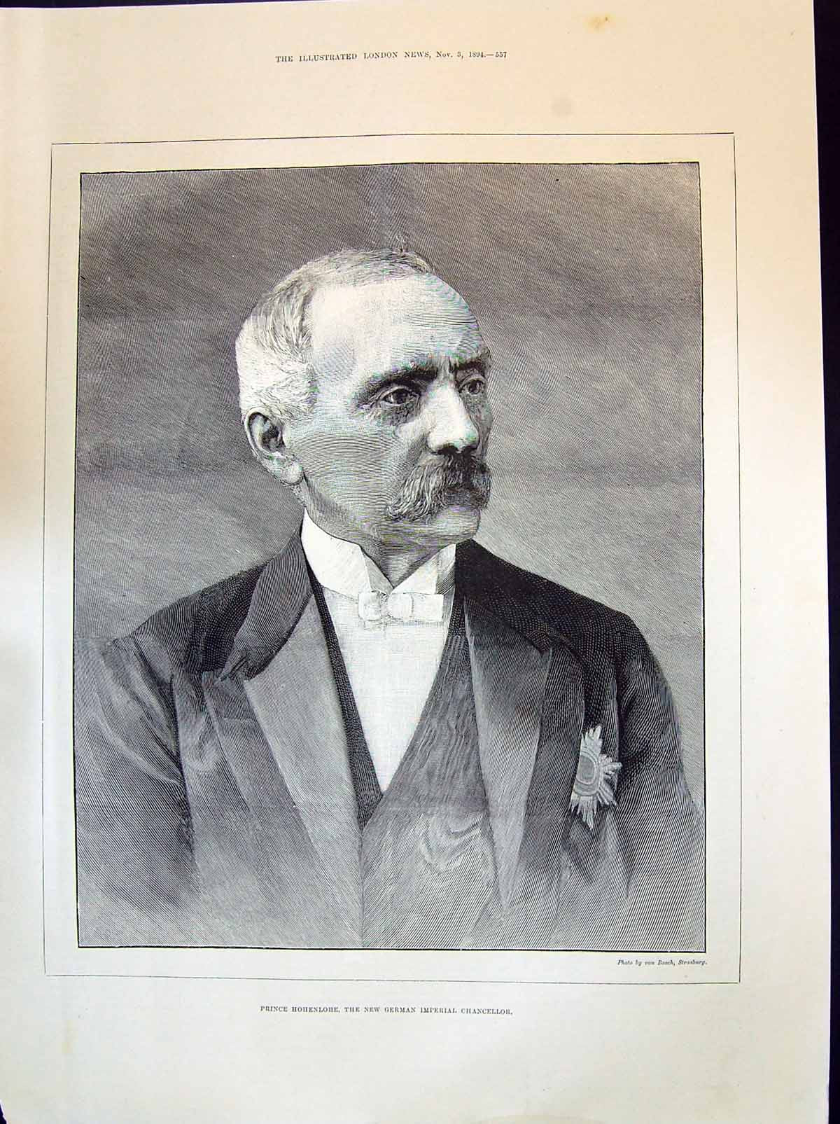 Old 1894 Prince Hohenlohe German Chancellor Statue Edmund Burke Brist Victorian