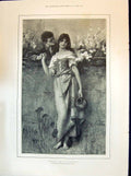 Old 1894 Wooing Romance Garden Wall Shore Crimea Black Sea Livadia Ya Victorian