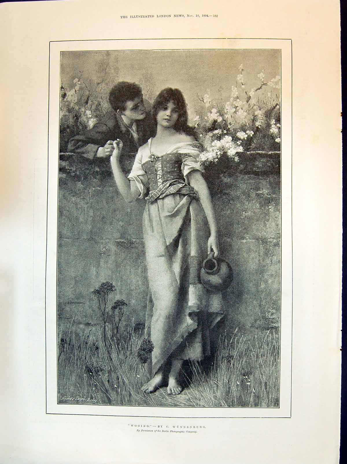 Old 1894 Wooing Romance Garden Wall Shore Crimea Black Sea Livadia Ya Victorian