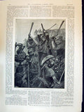 Old Print 1894 Battle Beune Story Illustration Rock Dweller Baring Gould 19th
