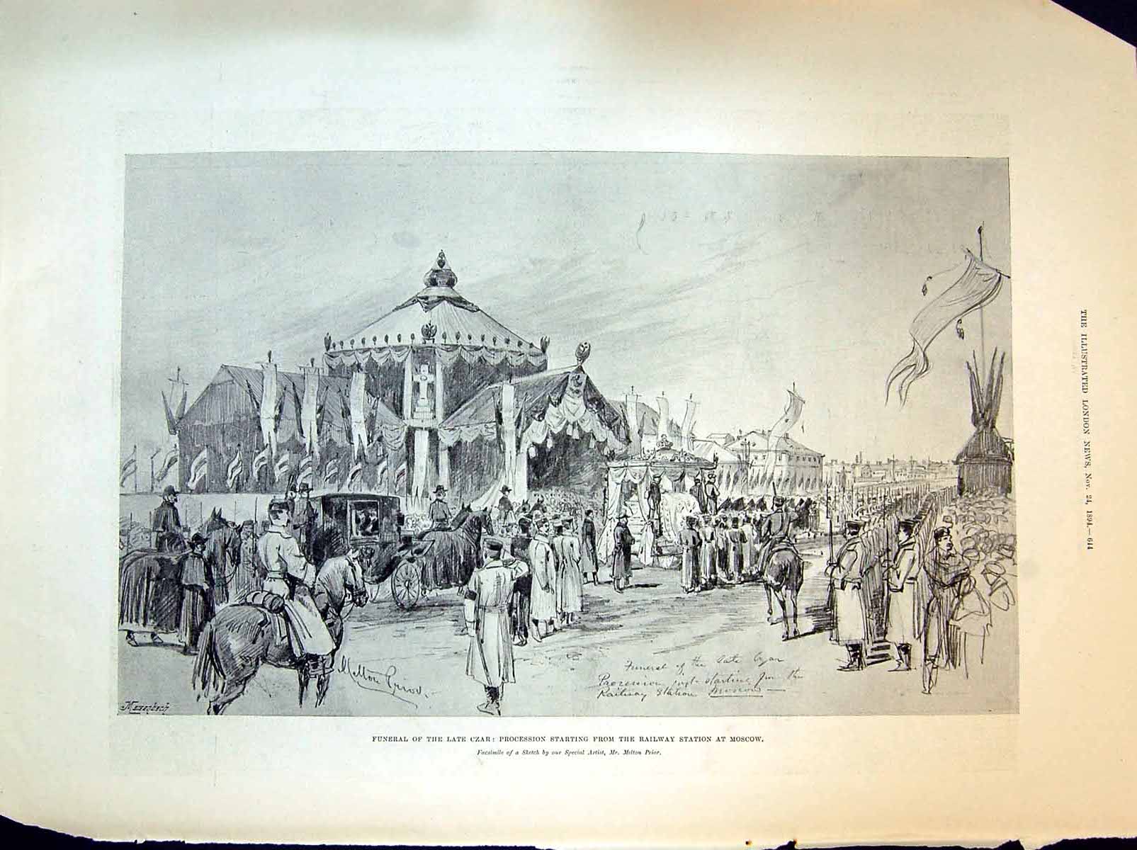 Old 1894 Funeral Czar Russia Railway Station Moscow Lubianski Square Victorian