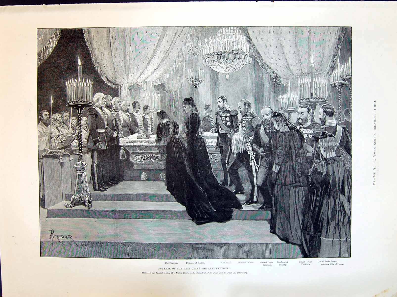 Old 1894 Funeral Czar Russia Czarina Princess Wales Michael Coburg Vl Victorian