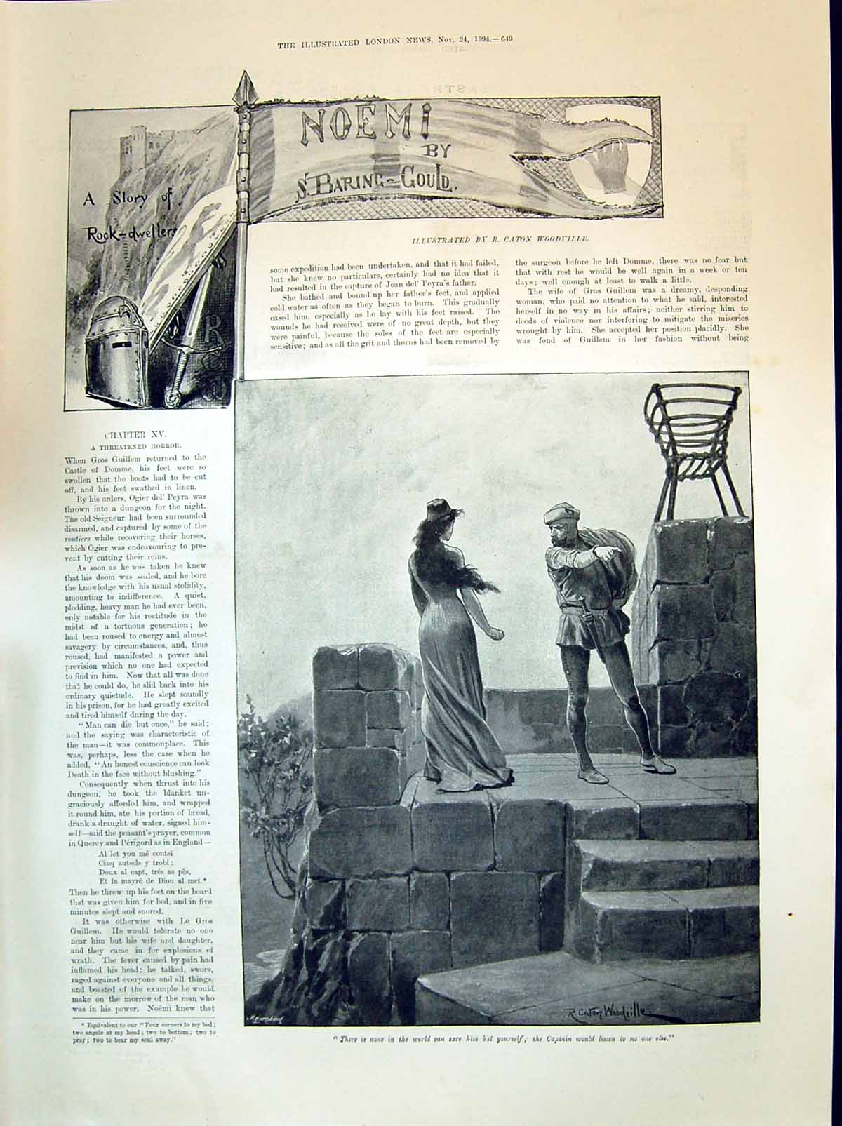 Old 1894 Story Illustration Rock Dweller Romance Captain Noemi Gould Victorian