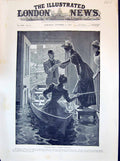 Old Antique Print 1894 Scene Floods Family Home Rescue Boat Lucien Davis 19th