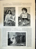Antique Old Print 1894 Art Beautiful Women Hare Linton Kilburne Man Prisoner