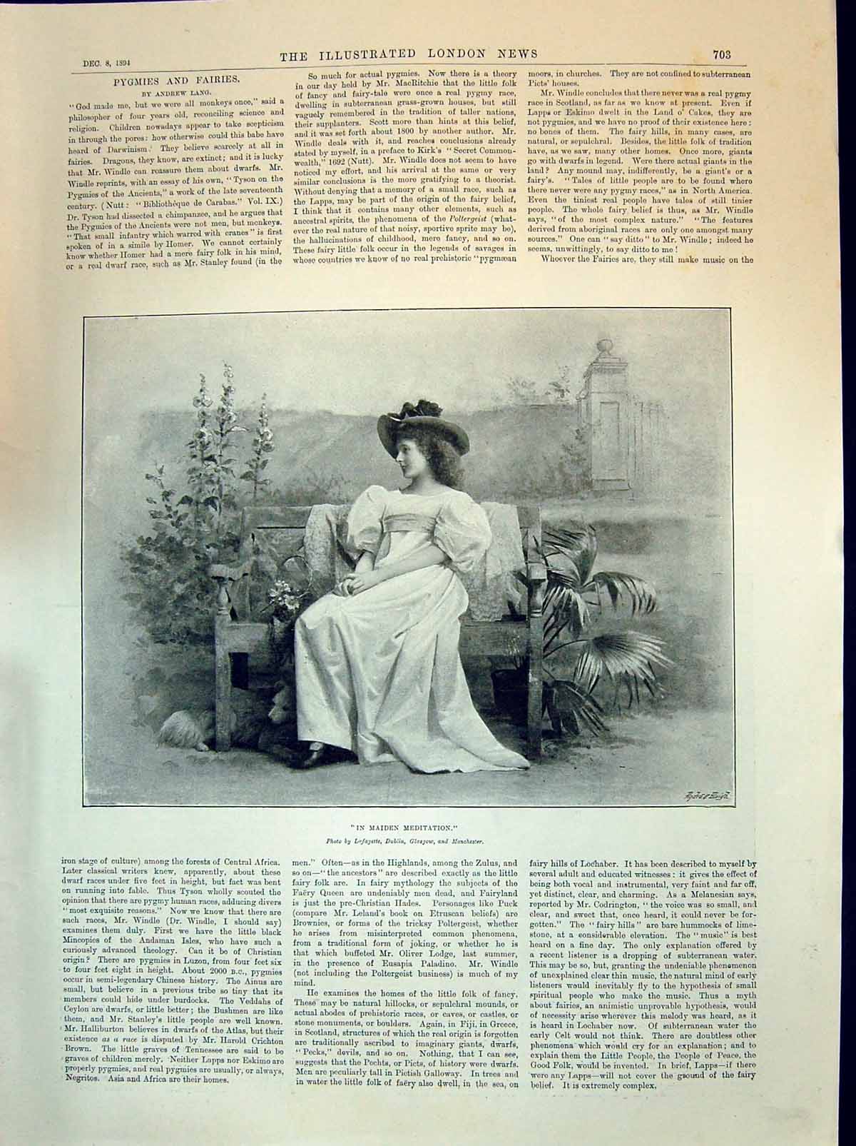 Old 1894 Beautiful Woman Maiden Meditation Richard Sheridan Morgan Fi Victorian