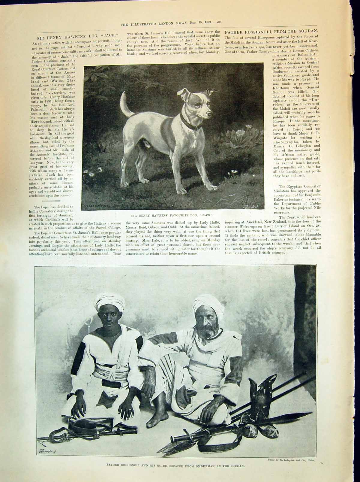Old 1894 Henry Hawkins Dog Jack Father Rossignoli Guide Soudan Lord G Victorian