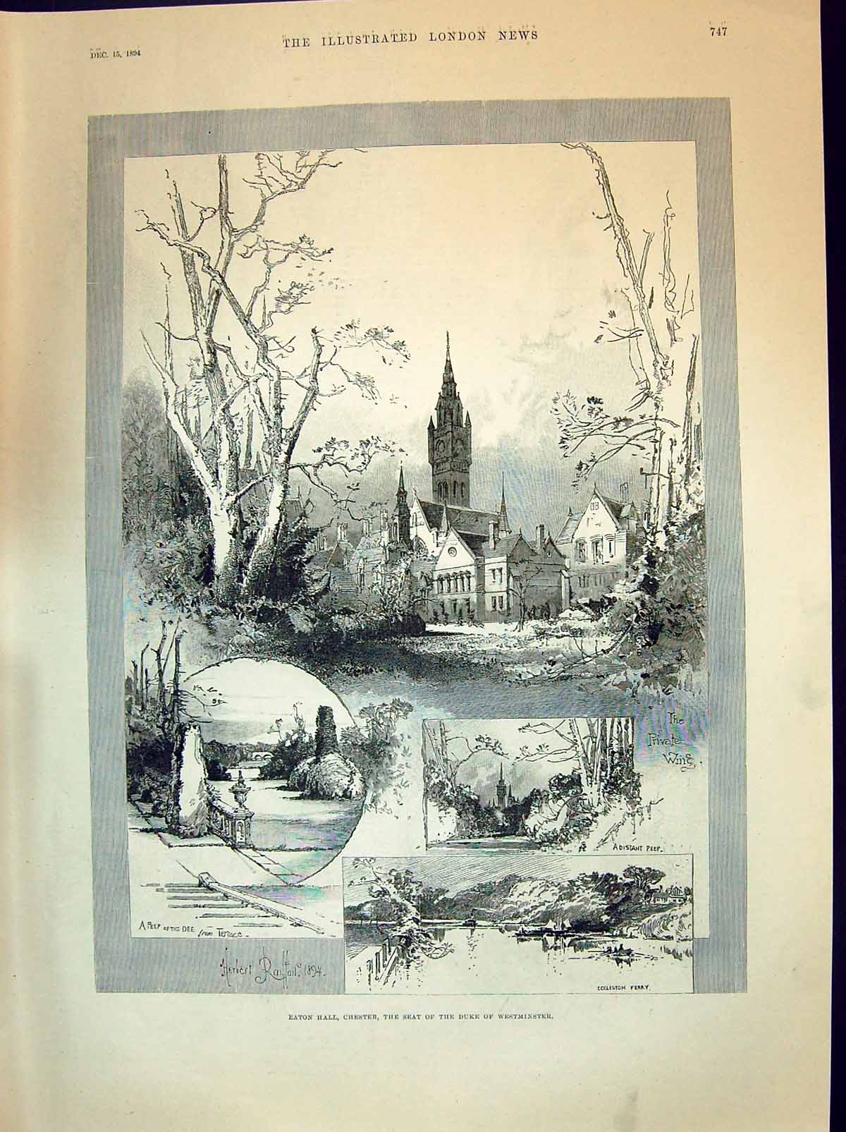Old 1894 Eaton Hall Chester Duke Westminster Eccleston Ferry Prince A Victorian
