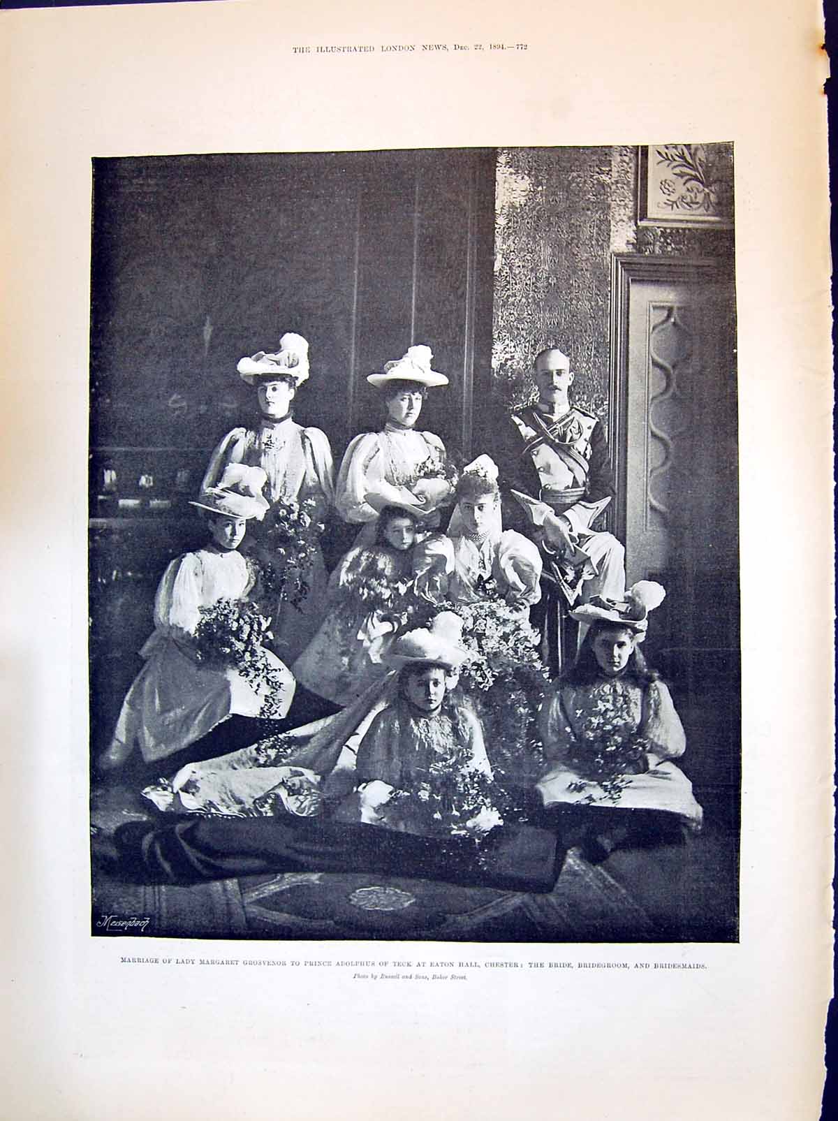 Old 1894 Marriage Margaret Grosvenor Prince Adolphus Teck Eaton Westm Victorian