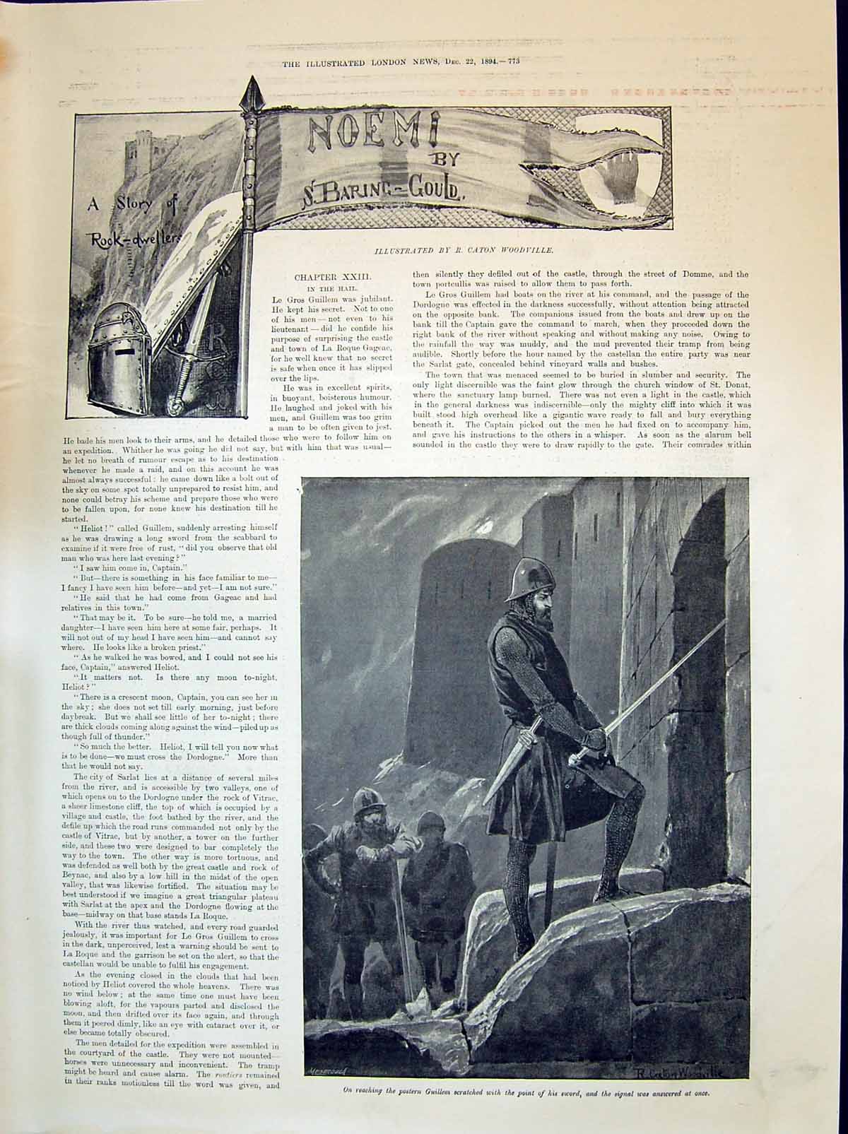Old 1894 Story Illustration Rock Dwellers Noemi Guillem Knight Sword Victorian