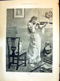Old 1894 Lady Music Rehearsal Dog Sitting Chair Cambridge University Victorian