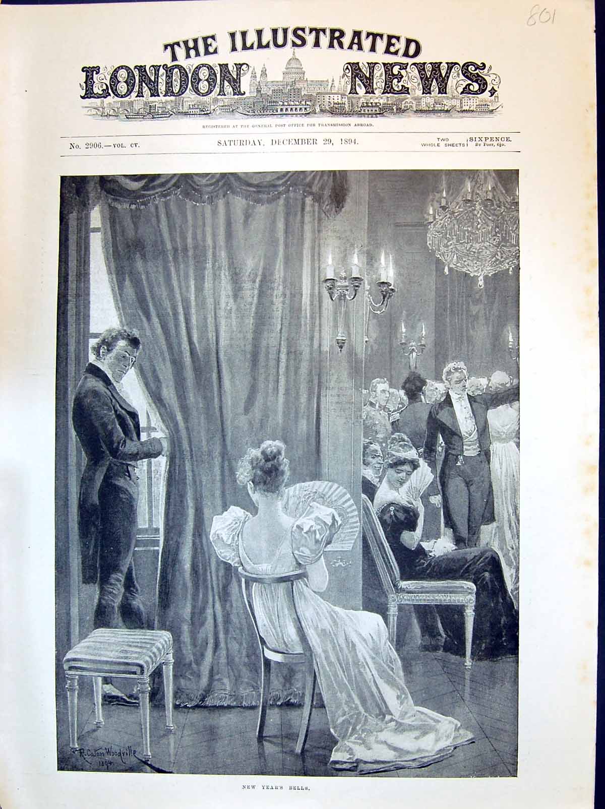 Old 1894 New Year Bells Entertainment Romance Men Ladies Canton Woodv Victorian