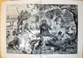 Old 1894 Lost Chord Picnic Scene Escaped Performing Bear CountrysideVictorian