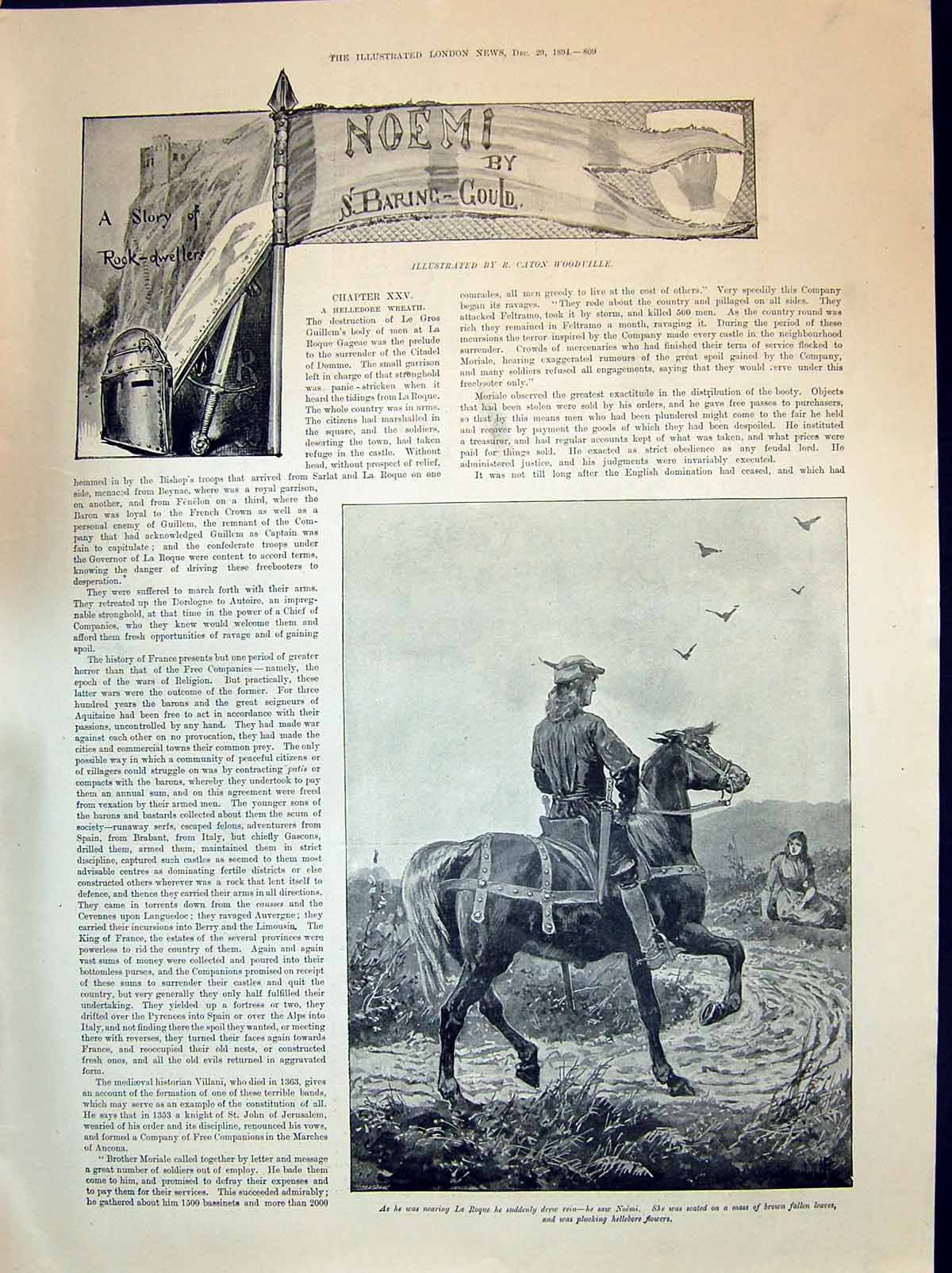Old 1894 Story Illustration Noemi Rock Dweller Man Horse Father Jean Victorian