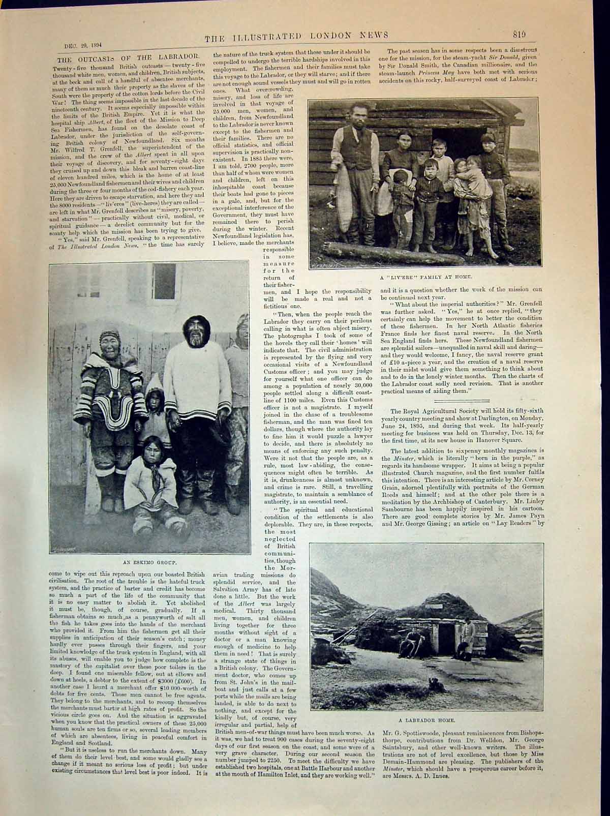 Old 1894 Labrador Eskimo Gourp Liv'Ere Family Home Bird'S Nest Childr Victorian