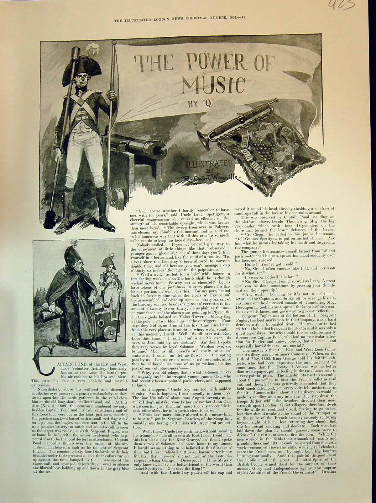 Old Print 1894 Story Illustration Power Music Canton Woodville Siers Gua 19th