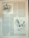 Antique Old Print 1894 Horse Cart Dinner Table Pudding Liebig Extract Beef 19th