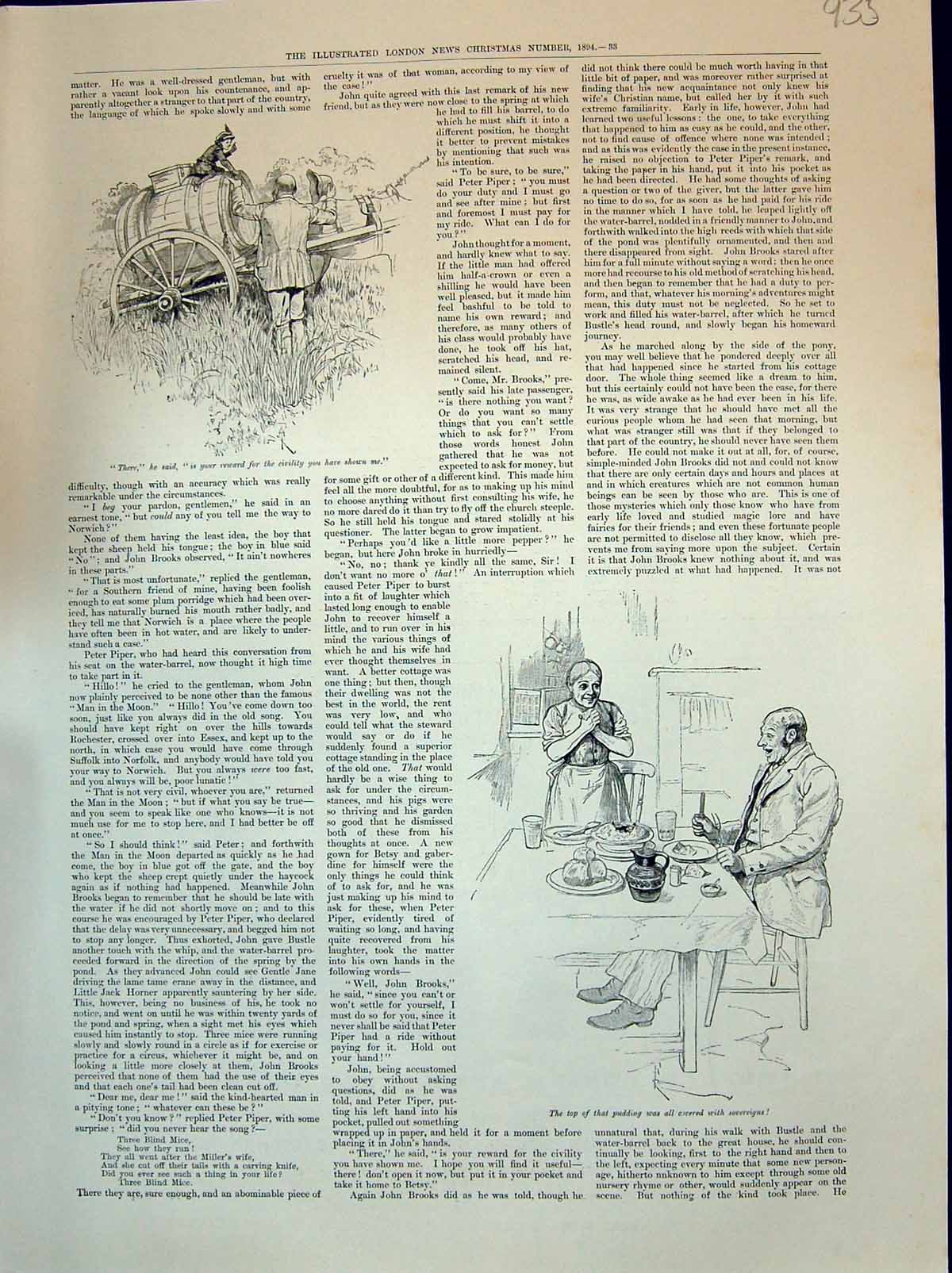 Antique Old Print 1894 Horse Cart Dinner Table Pudding Liebig Extract Beef 19th