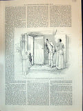 Old Print Illustration Story Peter Piper Man Woman House Door Scene 1894 19th