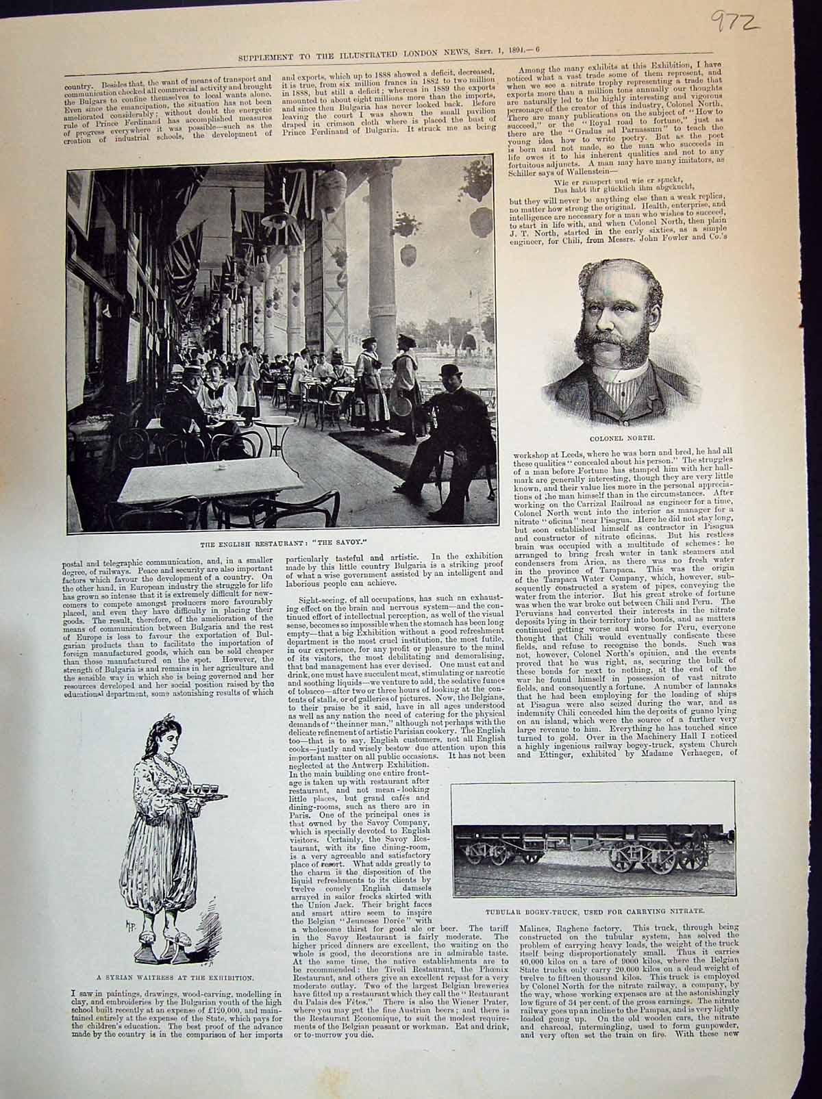 Old 1894 Colonel North English Restaurant Savoy Syrian Waitress Bogey Victorian