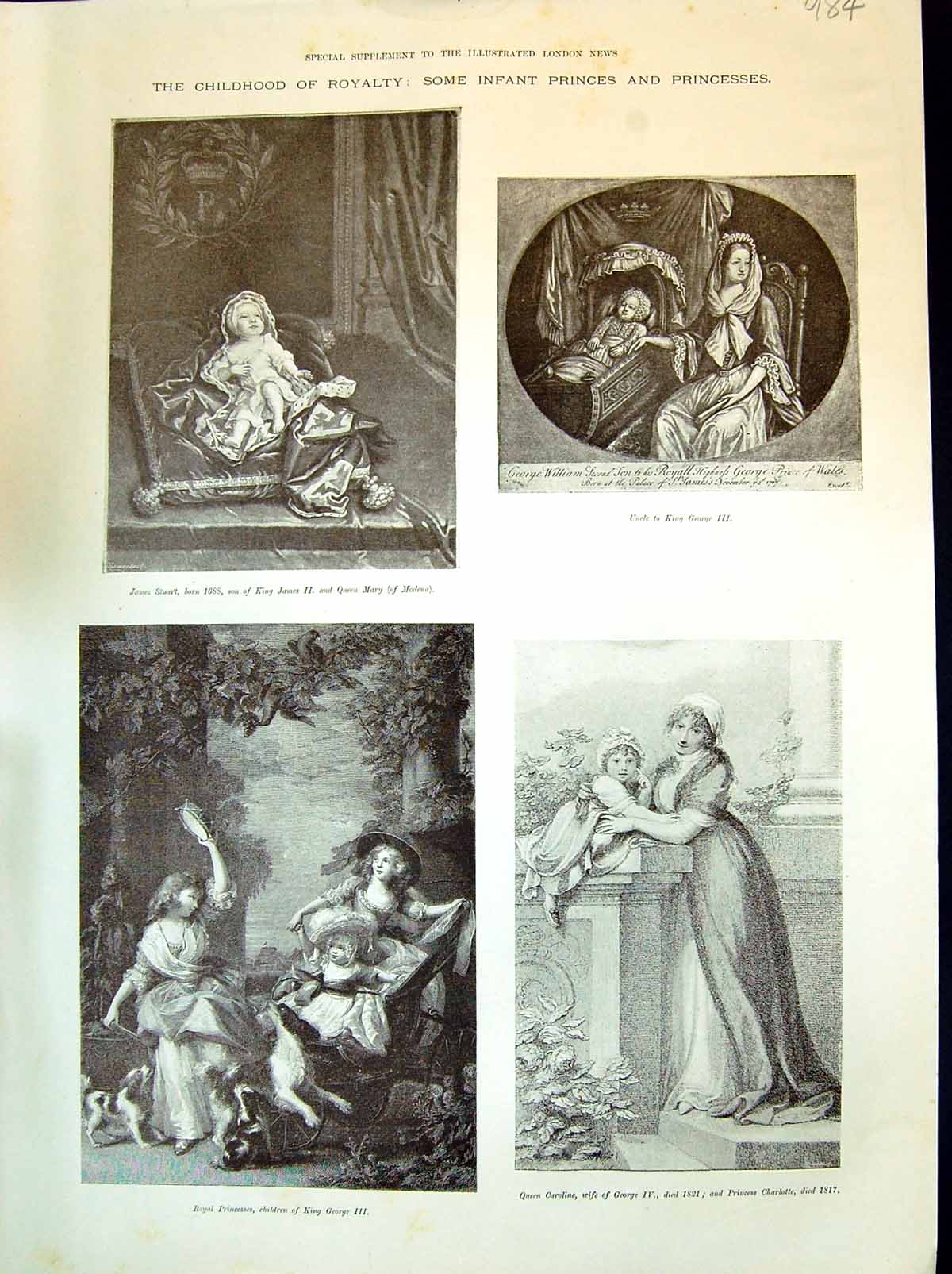 Old 1894 Royalty Children Prince James Stuart Caroline Wales Albert V Victorian