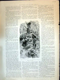 Old 1894 Forest Scene Lady Man Gathering Wood Horse Cottage House Gat Victorian
