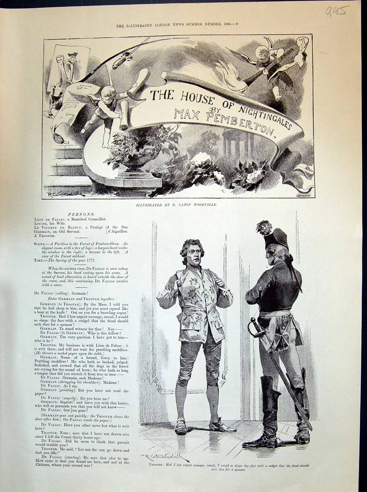 Old 1894 Story Illustration House Nightingales Max Pemberton Trooper Victorian