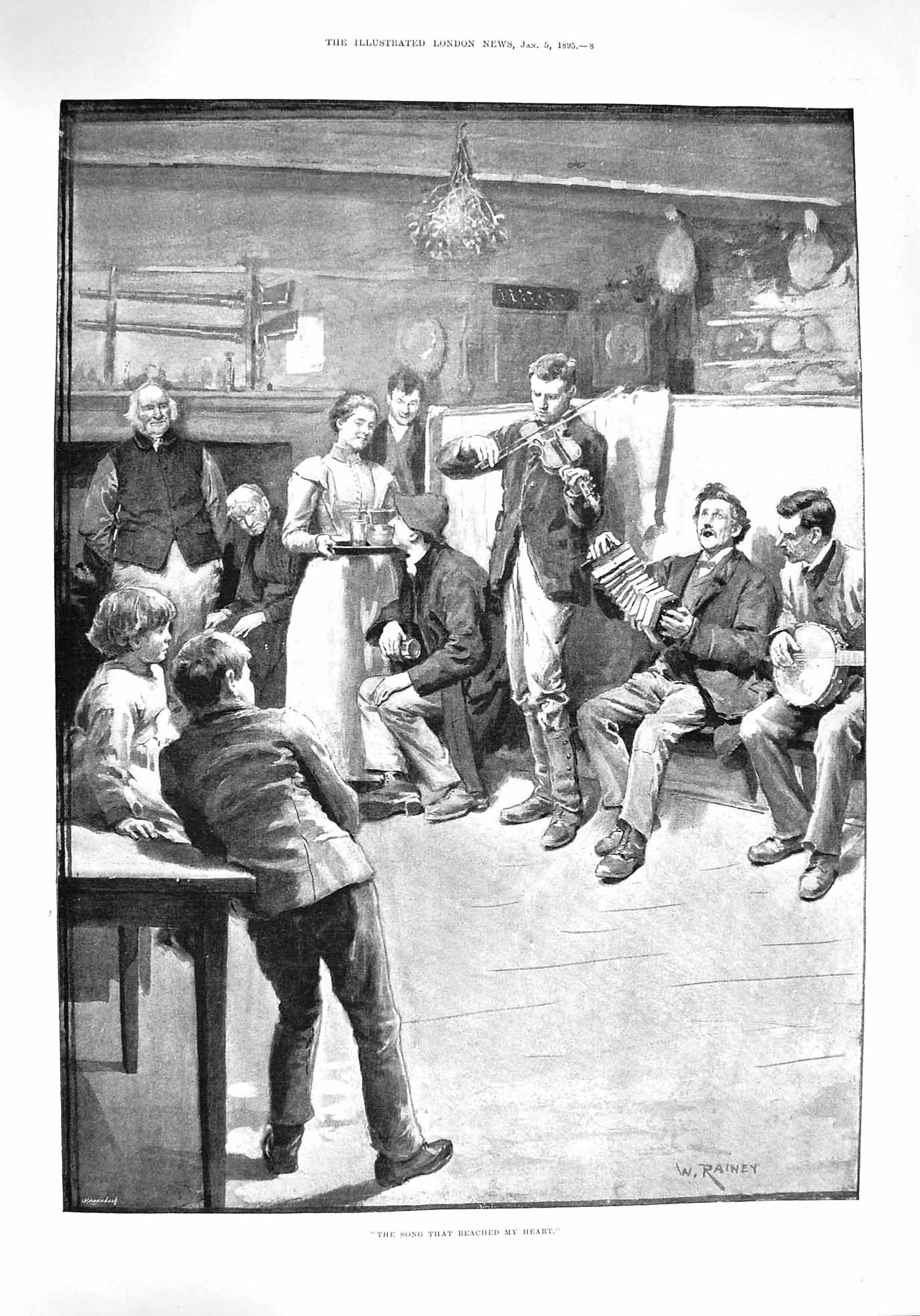 Original Old Antique Print 1895 Music Singing Plan Ta-Lien-Whan Bay Japanes 19th